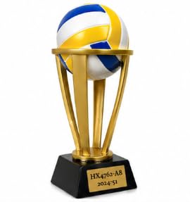 Volleyball Trophy Award with Engraved Base, Gold and Black