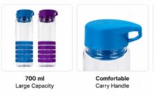 Infuser Water Bottle with Fruit Strainer, purple, Clear