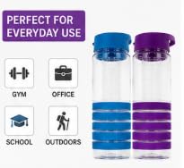 Infuser Water Bottle with Fruit Strainer, purple, Clear