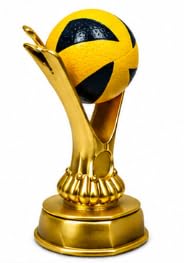 Volleyball Trophy Award, Gold Figurine with Ball on Top