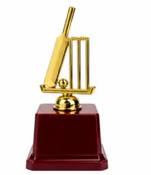 Cricket Trophy Award with Wooden Base 16 cm Gold Finish