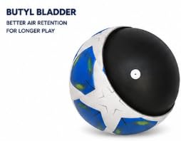 Soccer Ball Size 5, Blue and White, Textured PU Surface