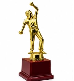 Cricket Bowling Trophy Gold Finish 20.5 cm YG-146