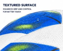 Soccer Ball Size 5, Blue and White, Textured PU Surface
