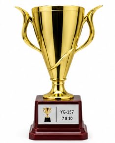 Open Cup Trophy Gold Finish with Red Base YG-157, 19 cm
