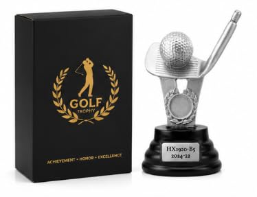 Golf Trophy Award Figurine with Engraved Base, Silver