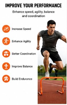 Speed Training Hurdles 15cm, Pack of 6, Lightweight PVC Agility Hurdles for Football, Soccer, Athletics, Fitness, Speed, Coordination and Sports Training