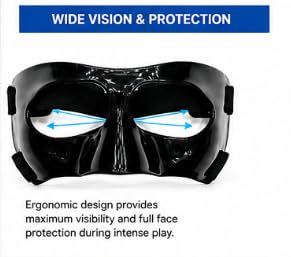 Face Guard Sports Mask, Black Glossy Finish, Protective