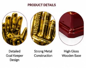 Golden Glove Trophy Award, Gold Finish on Wooden Base