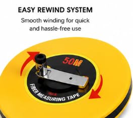 Fiber Measuring Tape, 50M/165FT, Classic Yellow