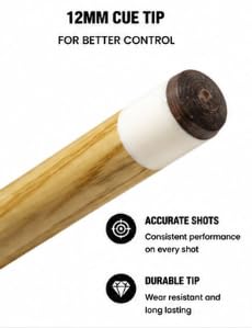 FALAH 2-Piece Wooden Billiard Cue Stick with 12mm Tip