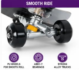 Complete Skateboard for Kids, Teens & Beginners 31 Inch