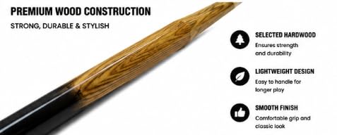 FALAH 2-Piece Wooden Billiard Cue Stick with 12mm Tip