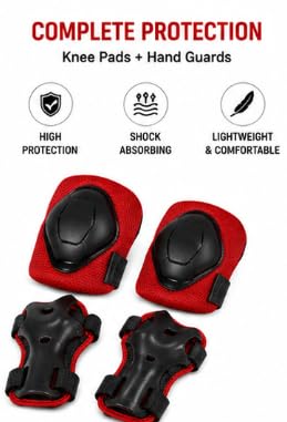 Kids Cycle Knee and Hand Guard Set, Safe and Durable Red