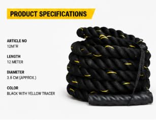 Battle Rope for Strength Training 12M with Non-Slip Handles