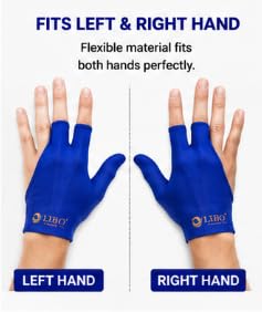 LIBO Billiards Blue 3 Finger Billiard Glove Pack of 12