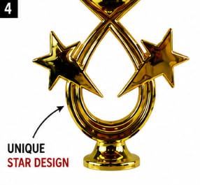 Gold Trophy Cup with Star Design, Pack of 12