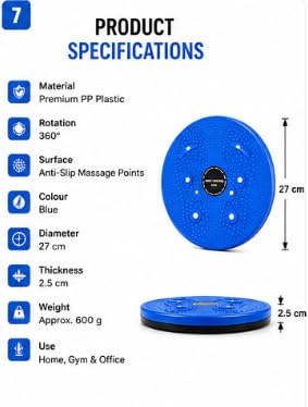 Waist Twisting Disc – 360° Fitness Balance Board with Anti-Slip Massage Surface | Core Strength, Waist Toning, Balance Training | Home Gym Exercise Equipment | Blue