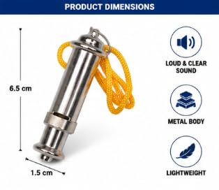 Whistle Loud & Clear Alert, Metal Body with Lanyard, 10 Pcs
