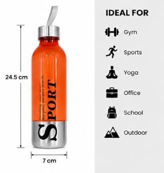 Sports Water Bottles Pack of 6 with Carrying Strap
