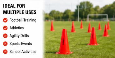 Training Cones Pack of 12 Red with Wide Base