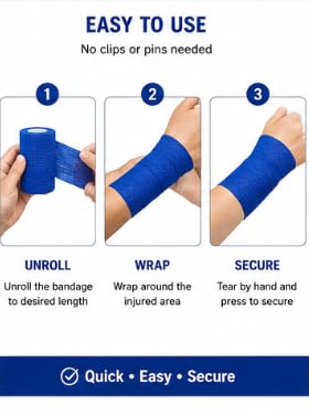 Self Adhesive Cohesive Bandage Wrap 7.5cm x 4.5m, Pack of 12, Breathable Elastic Self Adherent Sports Wrap, Easy Tear Compression Bandage for Training, Fitness & Everyday Use, Assorted Colors