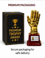 Golden Glove Trophy Award, Gold Finish on Wooden Base