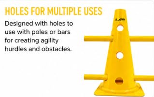 LYNEX Training Cone with Holes 38cm Yellow PVC Pack of 6