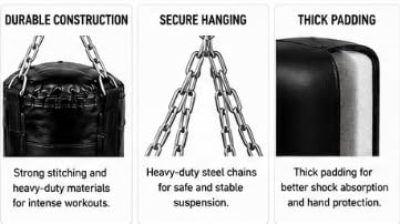 Lynex Heavy Punching Bag with Wall Mount, Chain and Hand Wraps