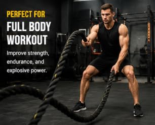 Battle Rope for Strength Training 12M with Non-Slip Handles