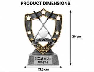 Golf Trophy Resin Award with Engraving Plate, Antiqued Finish