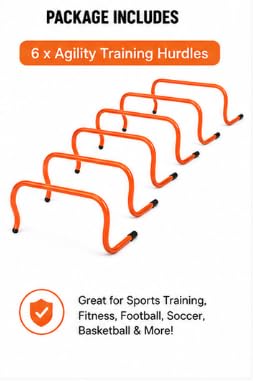 Speed Training Hurdles 15cm, Pack of 6, Lightweight PVC Agility Hurdles for Football, Soccer, Athletics, Fitness, Speed, Coordination and Sports Training