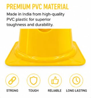 LYNEX Training Cone with Holes 38cm Yellow PVC Pack of 6