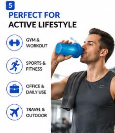 FALAH Shaker Bottle 600ml with Flip-Top Lid BLUE