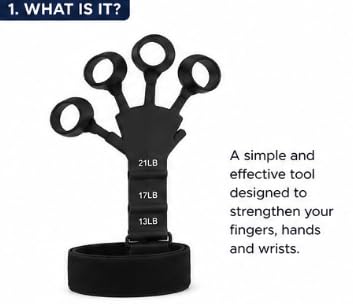 Silicone 5-Finger Trainer Hand Exerciser with Wrist Strap