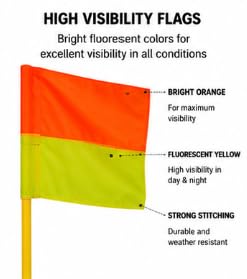 Football Corner Flag Set with Spring Base, 4 Poles & Carry Bag