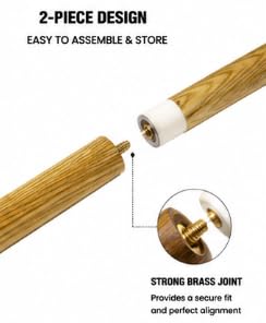 FALAH 2-Piece Wooden Billiard Cue Stick with 12mm Tip