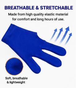 LIBO Billiards Blue 3 Finger Billiard Glove Pack of 12