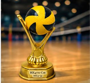 Volleyball Trophy Award, Gold Figurine with Ball on Top