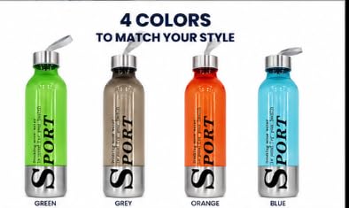 Sports Water Bottles Pack of 6 with Carrying Strap