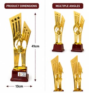 Football Player Trophy Award, Gold Finish with Red Base