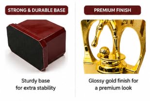 Football Player Trophy Award, Gold Finish with Red Base