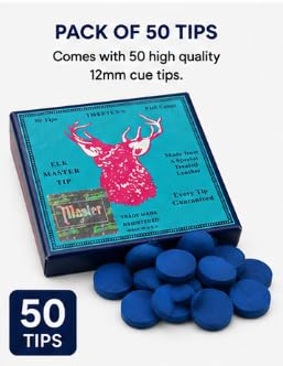 Master Billiard Cue Tips 12mm Blue Replacement Pack of 50