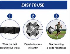 Speed Training Resistance Parachute with Waist Belt & Carry Bag