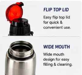 Sports Water Bottle Pack of 6 Stainless Steel & BPA Free