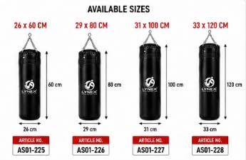 Lynex Heavy Punching Bag with Wall Mount, Chain and Hand Wraps