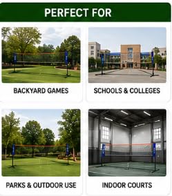LYNEX Badminton Post Net Set, 3 Meter, Steel Posts with Carry Bag
