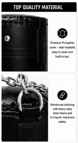 Lynex Heavy Punching Bag with Wall Mount, Chain and Hand Wraps