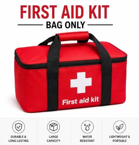 First Aid Kit Bag Only, Large Capacity Red Emergency Medical Bag