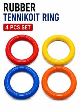 Rubber Tennikoit Ring Set, 4 Pcs, Red Yellow Blue Orange, 16 cm